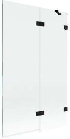 Mexen Lunar, 2-krídlová vaňová zástena pravá 110 x 150 cm, číre sklo, čierna matná, 897-110-100-70-00-P