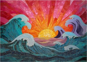 Obraz - Mozaika vĺn (70x50 cm)