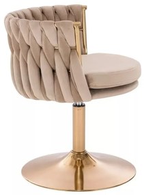 LuxuryForm DESIGN Stolička LYON VELUR na zlatom tanieri - latte