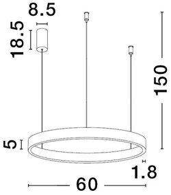 LED luster Elowen 60 zlaté