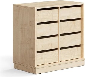 Úložná skrinka CASPER, 8 zásuviek, so soklom, breza