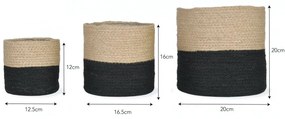 Garden Trading Jutový obal na kvety Black Nature – set 3 ks