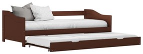vidaXL Rám rozkladacej pohovky tmavohnedý 90x200 cm borovicové drevo
