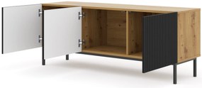 TV skrinka/stolík 3D 150 Rowanna (dub artisan + čierna). Akcia -19%. Vlastná spoľahlivá doprava až k Vám domov. 1125013