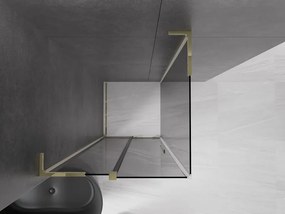 Mexen Velar L, sprchový kút s posuvnými dverami 90 x 90 cm, 8mm šedé sklo, zlatá lesklá, 871-090-090-43-50