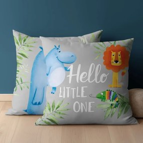 Detská bavlnená obliečka na vankúš s hrochom - obojstranná Šírka: 40 cm | Dĺžka: 40 cm