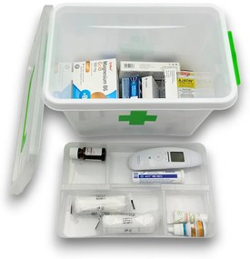 Lekárnička, úložný box na lieky s vnoreným organizérom, 2v1, s rúčkou, antibakteriálna, 6,5 l