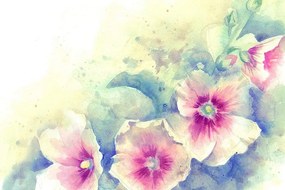 Samolepiaca tapeta akvarelová ilustrácia kvetov