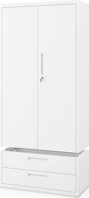 Modulárna kovová multifunkčná skriňa s dvoma zásuvkami biela MEGAN 1950 x 900 x 400 mm