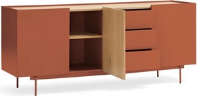 Nízka komoda v dekore duba v tehlovo-prírodnej farbe 180x78 cm Otto – Teulat