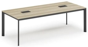 Stôl INVITATION 2400 x 1200 x 740, dub prírodný + 2x stolná zásuvka TYP IV, čierna