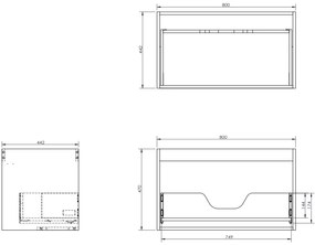 Mexen Rivel, kúpeľňová skrinka 80 cm s umývadlom Vela, 1 zásuvka, drážkovaná, biela matná, 91A20-08047-1-BF01-W23M01