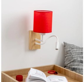 Brilagi - LED Nástenná lampa NUBILA WOOD 1xE27/25W/230V + LED/3W dub/červená
