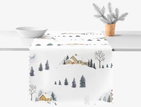 Goldea vianočný behúň na stôl teflónový - zimná krajina 35x160 cm