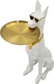 Dekoratívna soška Dog Ory s podnosom 74 cm biela