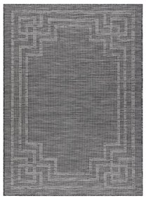 Šnúrkový koberec SIZAL PATIO 3071 Grécky rám, plocho tkaný, čierny