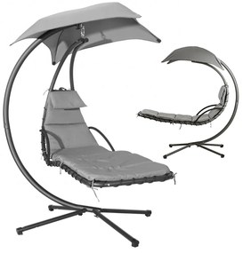 ModernHome Záhradné hojdacie kreslo sivé