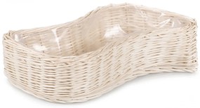 Kôš aranžovací prútený bielený loďka Rozmaring IV.š. 44 x hl. 22 x v. 10(cm)
