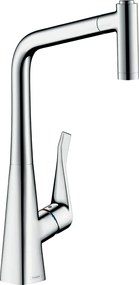 Hansgrohe Metris New, páková kuchynská batéria 320 s vyťahovacou spŕškou, chrómová, HAN-14820000