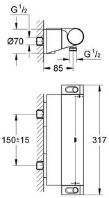 GROHE Grohtherm 2000 - Termostatická sprchová batéria, chróm 34469001