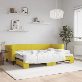 Denná posteľ s rozkladacou posteľou žltá 80x200 cm zamat 3197769