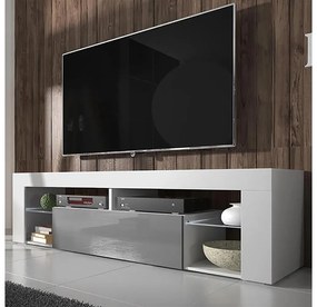 TV skrinka/stolík Bionca (s osvetlením) (biela + sivá). Vlastná spoľahlivá doprava až k Vám domov. 1098596