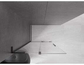 Mexen Velar L, posuvná sprchová zástena Walk-in 90 x 200 cm, 8mm číre sklo, čierna matná, 871-090-003-03-70