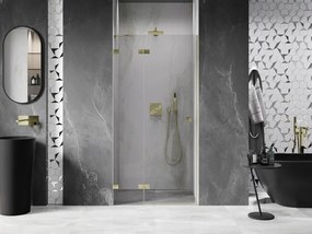 Mexen, Mexen Lunar ľavé otočné sprchové dvere 75 cm, transparentné, brúsené zlaté - 834-075-000-55-00-L