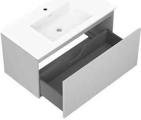 Mexen Orio, kúpeľňová skrinka 90 cm s umývadlom Otis, 1 zásuvka, šedá matná/biela matná, 91A10-09047-1-BF62-W18M01