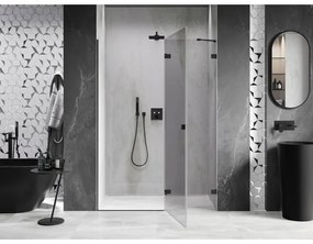 Mexen, Mexen Lunar pravé otočné sprchové dvere 135 cm, transparentné, čierne - 834-135-000-70-00-P