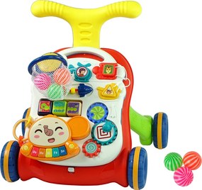 LEAN Toys Interaktívne odrážadlo a chodítko 2 v 1 – stolík, červené