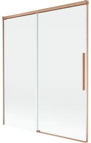 Mexen Rox, 2-krídlová posuvná vaňová zástena 140 x 150 cm, 8mm číre sklo, medený matný profil, 8C9-140-001-65-00