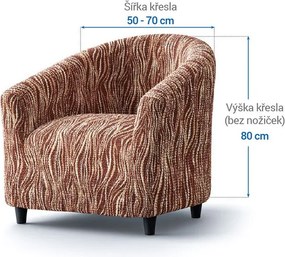 Bielastické poťahy UNIVERSO NOVÉ žíhané hnedé klubové kreslo (š. 50 - 70 cm)