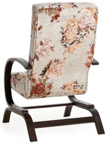 Kreslo Lux kvety, béžová - růže / orech (3995/105)