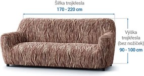 Bielastické poťahy UNIVERSO NOVÉ žíhané hnedé trojkreslo (š. 170 - 220 cm)