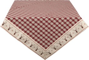 Kockovaný obrus na stôl s jelene Cosy Lodge - 100 * 100 cm