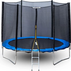 Záhradná trampolína so sieťou a rebríkom BLANDON 304 cm modrá/čierna