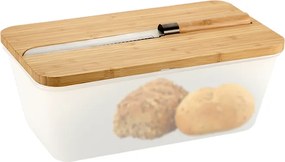 Kesper 2. akosť - Chlebník veľký, s bambusovým vekom a nožom 3v1 - transparentný