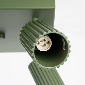 Stropné svietidlo Karbon, 4x olivovo zelené kovové tienidlo, (možnosť polohovania)