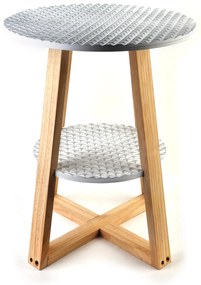 Odkládací stolek LAMMY 40x50 cm bílo-stříbrný/dub přírodní