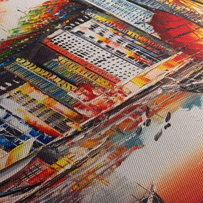 Obrázok - Victoria Harbor, Hong Kong, olejomaľba (s hodinami) (90x30 cm)