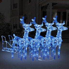 Vianočná dekorácia so sobmi a saňami 240 LED akryl 3100421