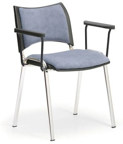 Konferenčná stolička SMART, chrómované nohy, s podpierkami rúk, čierna