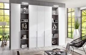 Šatníková skriňa New York D, 45 cm, biela / biely lesk