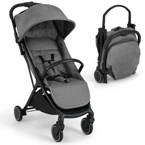 Skladací kočík, cestovný kočík s funkciou polohovania, prenosný kočík s nastaviteľnou opierkou chrbta, nosnosť do 15 kg, sivý