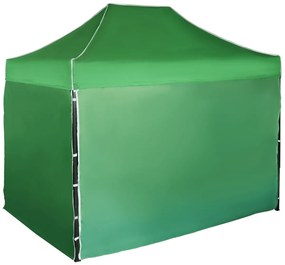 Rýchlorozkladací nožnicový stan 2x3m - oceľový, Zelená, 4 bočné plachty