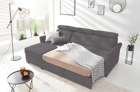 Rohová sedacia súprava Harris, tmavo šedá tkanina, ľavý roh