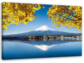 Obraz na plátně JAPONSKÁ FUJI Horské žluté listy - 100x70 cm