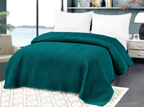 Tyrkysový zamatový prehoz na posteľ so vzorom ARROW VELVET Rozmer: 170 x 210 cm