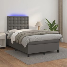 Boxspring posteľ s matracom a LED sivá 120x200 cm umelá koža 3135937